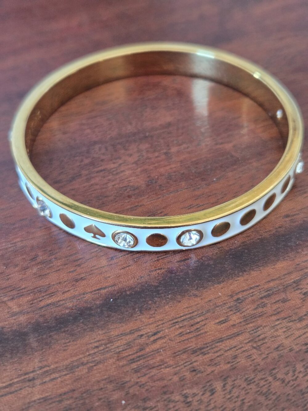 Kate Spade Spot the Spade white enamel bracelet gold tone